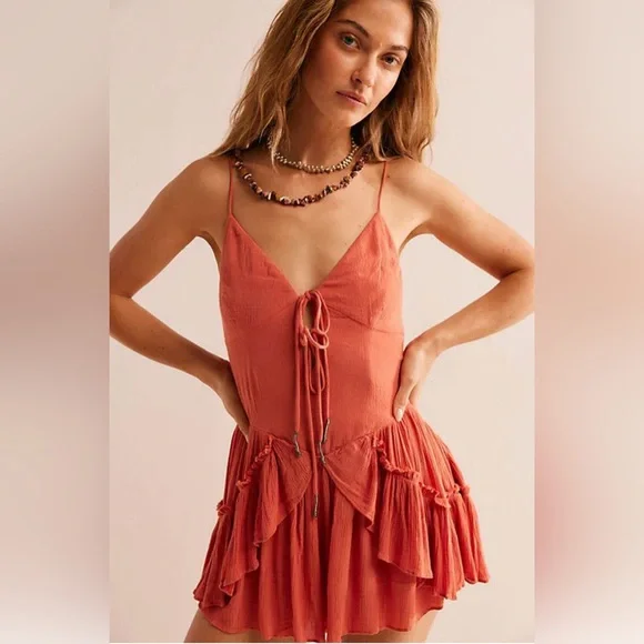 Free People Pink Ruffled Jumpsuit - Picture 5 of 12